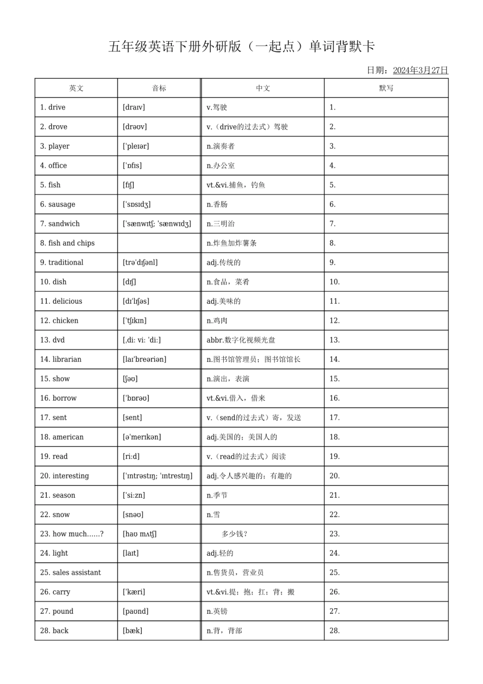 五下英语单词默背卡-【小张老师专属】.pdf_第1页