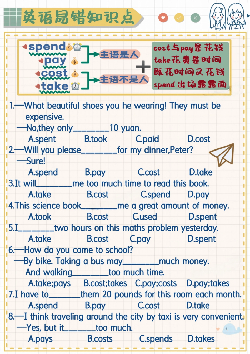 英语易错题-花费spend和pay和cost和take.pdf_第3页