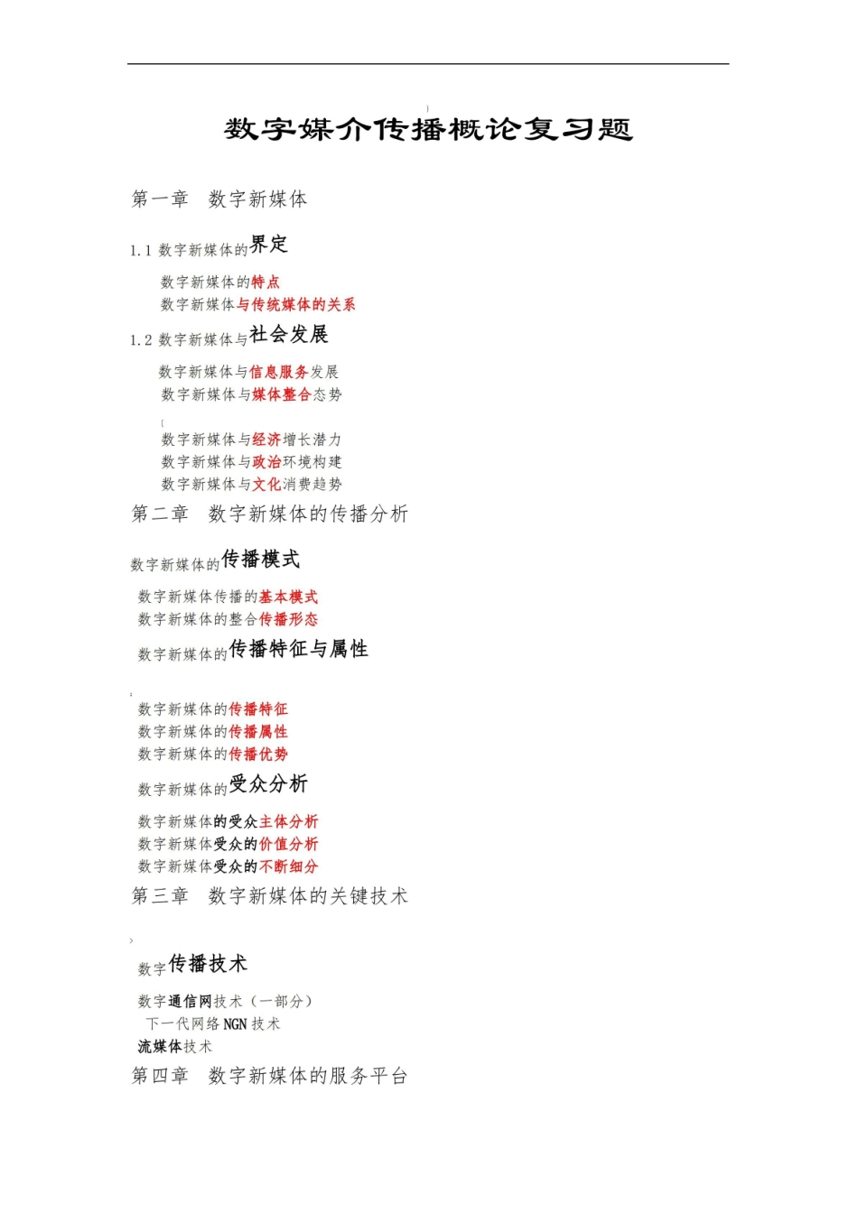 数字媒介传播概论复习题(考研背诵).pdf_第1页