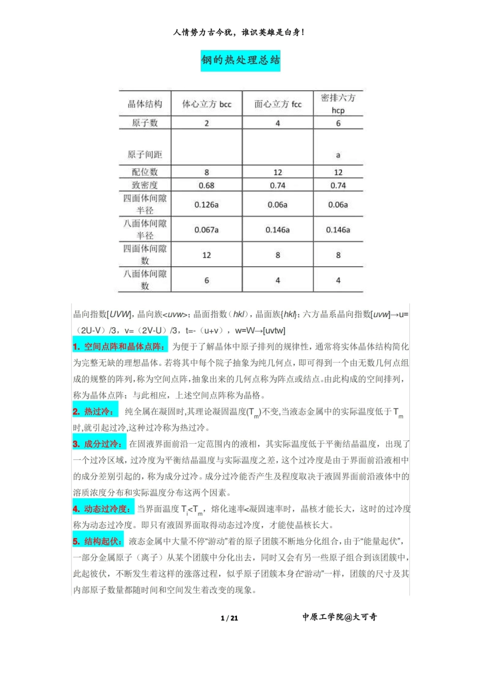 最全的金属学与热处理知识总结.pdf_第1页