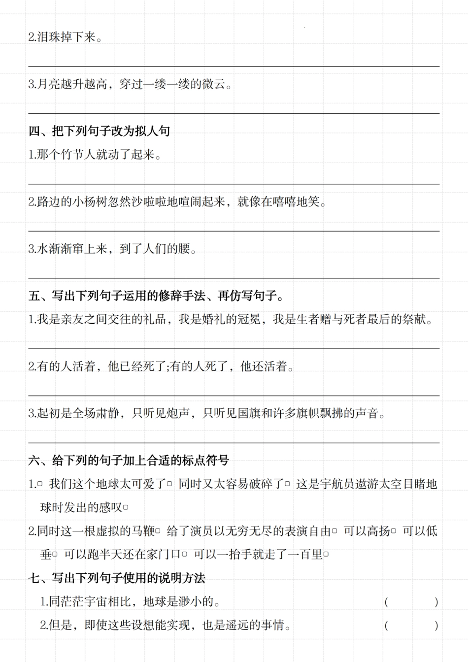 六年级（上）语文句式与修辞专项精炼(2).pdf_第3页