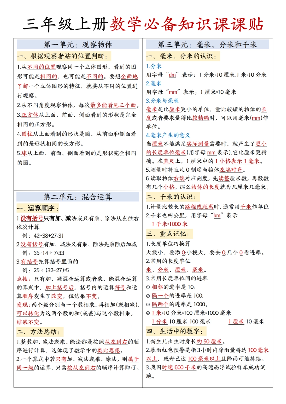 三年级数学知识点汇总(1).pdf_第1页