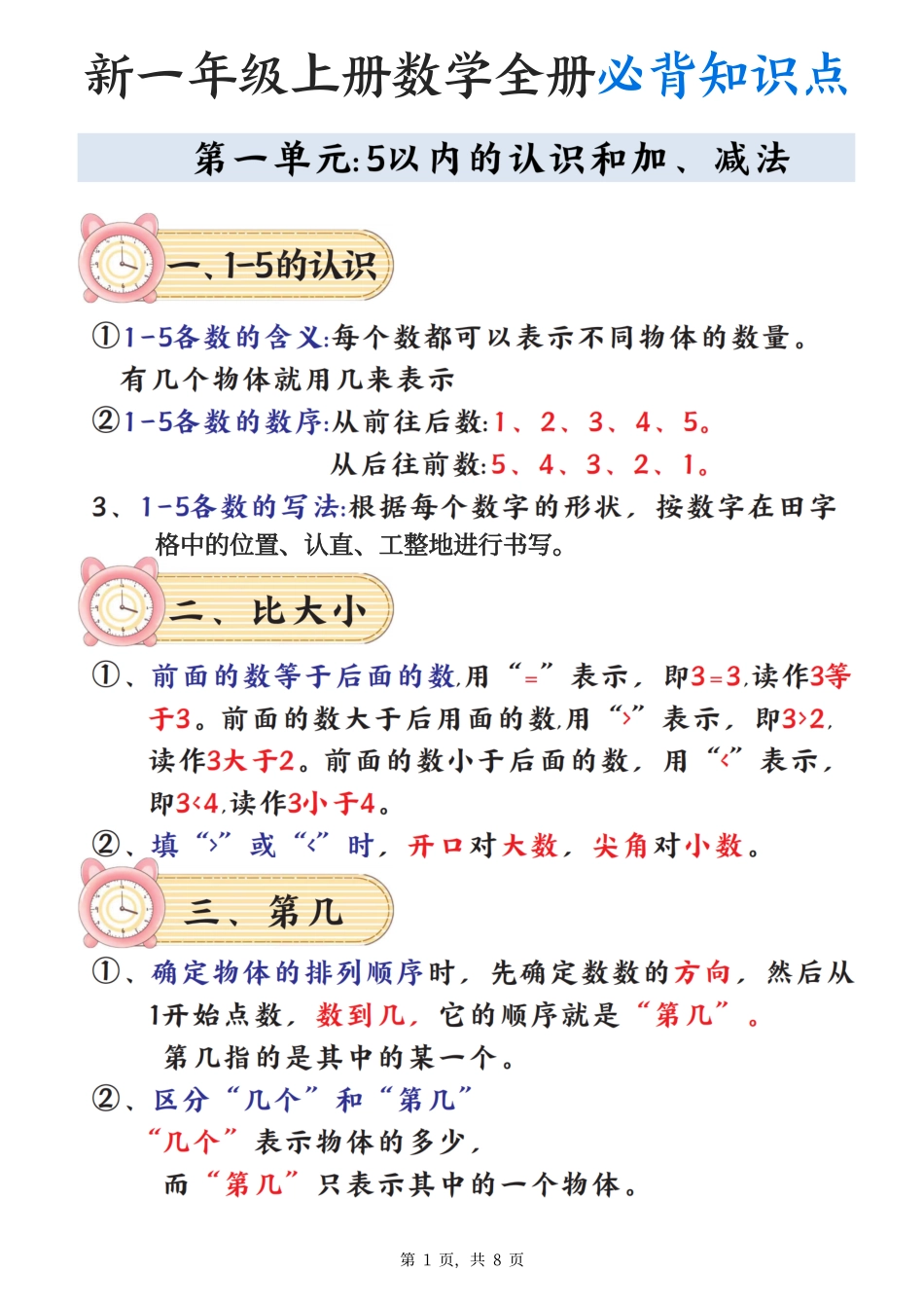 新一上数学全册必背知识点笔记（8页）.pdf_第1页