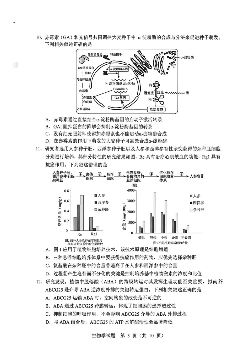2026年哈尔滨市高考第一次模拟考试生物.pdf_第3页