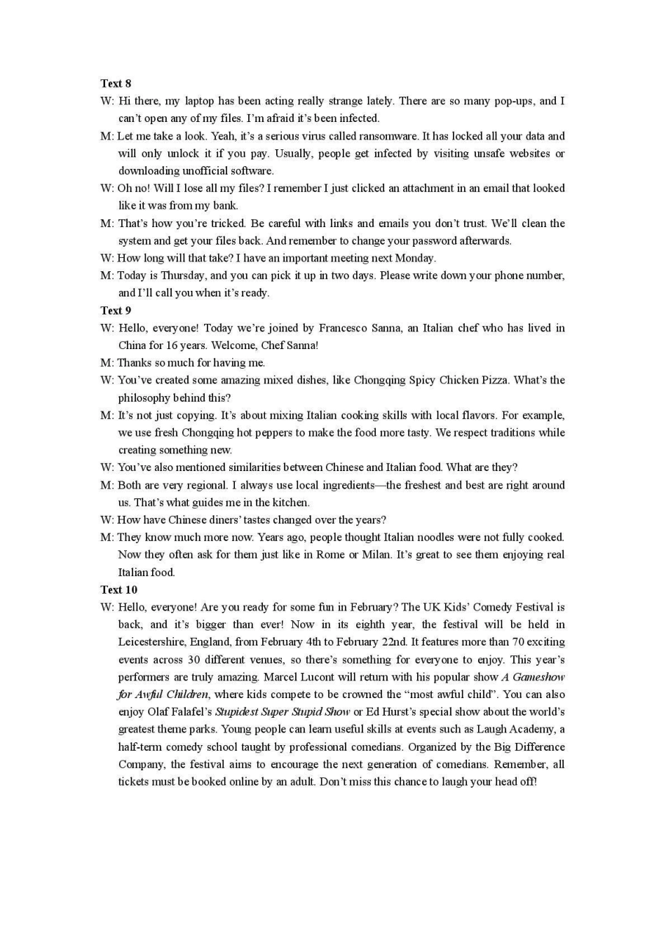 保定市2026届高三第一次模拟考试英语答案.pdf_第3页