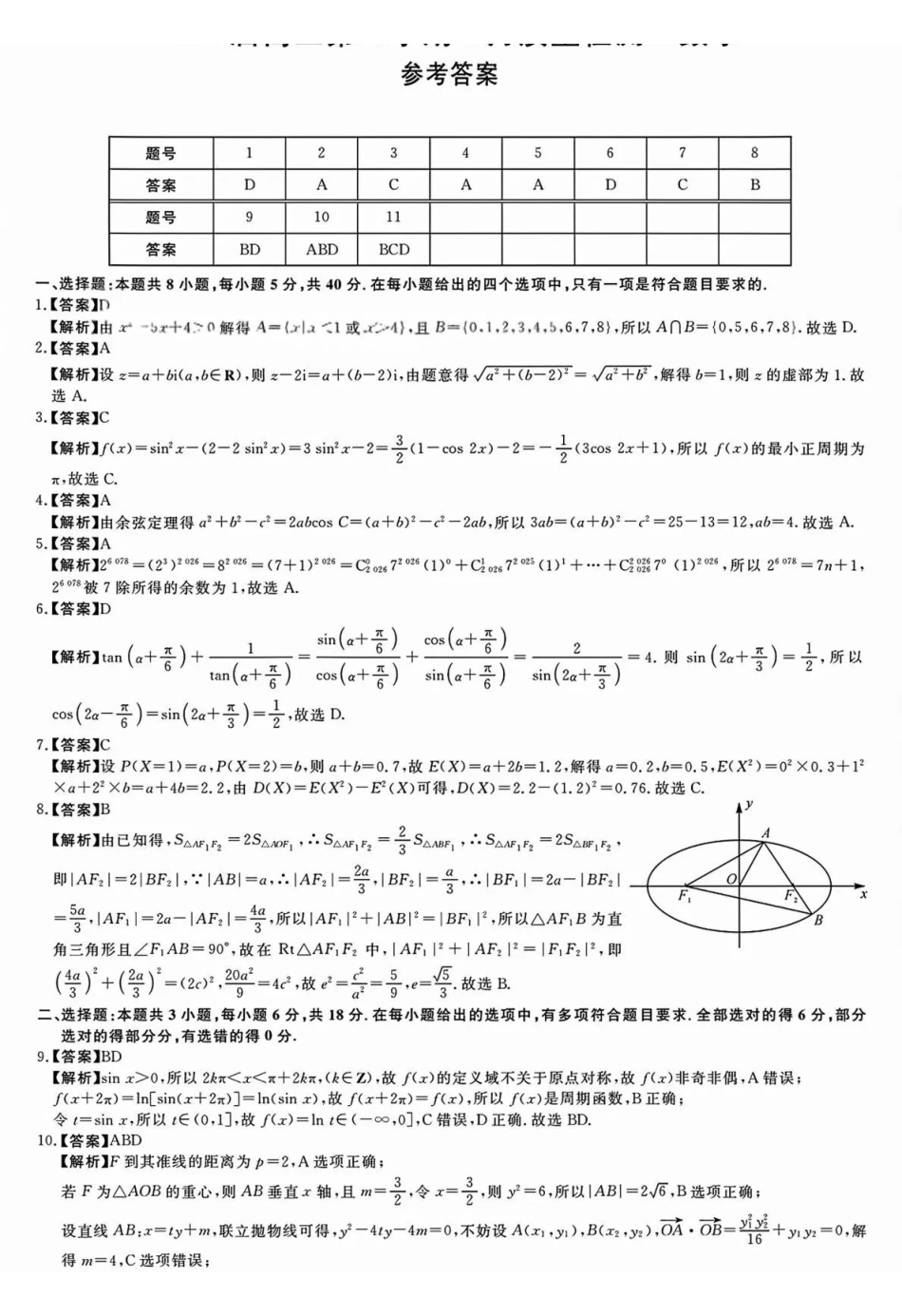 华师联盟2026届高三第二学期4月质量检测数学答案.pdf_第1页