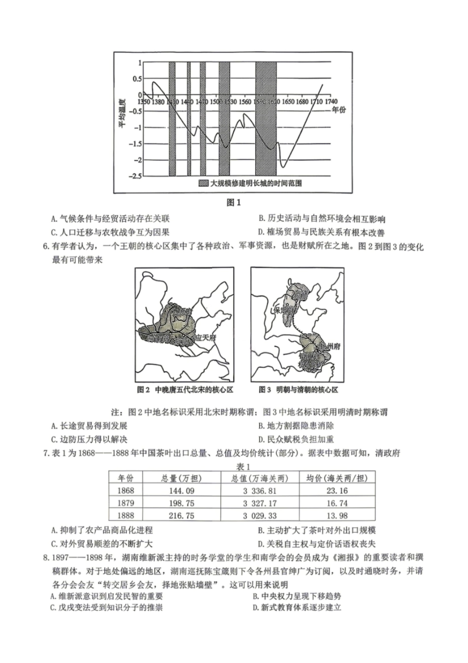 历史湖南湖南师大附中2026届高三年级模拟卷(一)暨月考试卷（八）(4.10-4.11).pdf_第2页