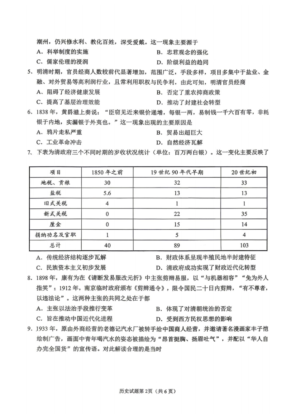 历史四川眉山市2026届高三年级第二次模拟测试(眉山二诊)(4.13-4.15).docx_第2页