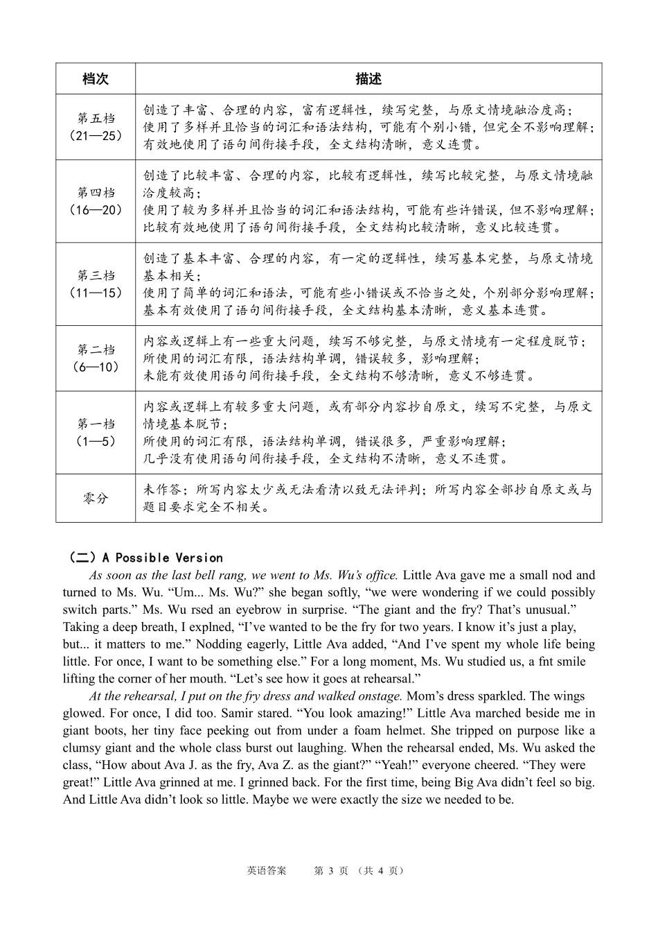 眉山市2026届高三第二次模拟测试英语答案.pdf_第3页