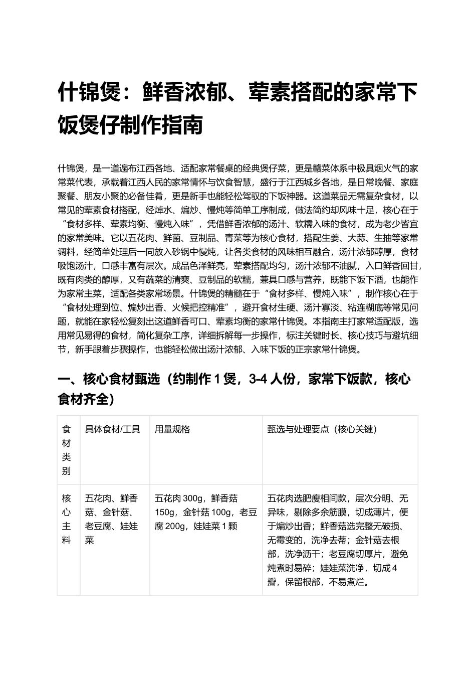 什锦煲：鲜香浓郁、荤素搭配的家常下饭煲仔制作指南.docx_第1页
