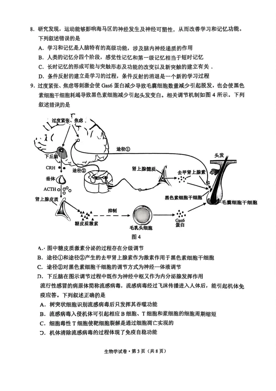 2025一2026学年玉溪市普通高中毕业生第二次教学质量检测生物.pdf_第3页