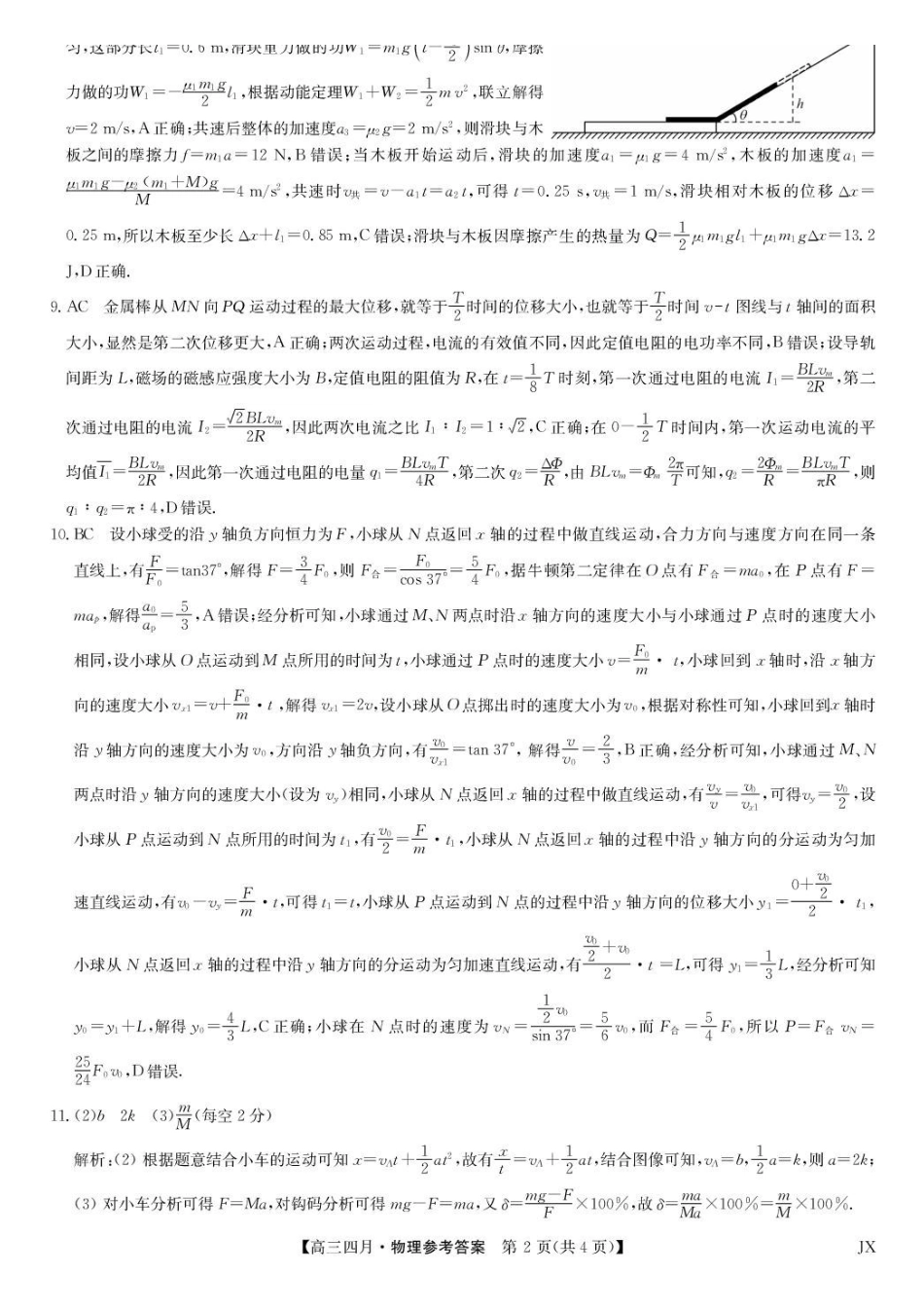2026届江西九师联盟高三下学期4月联考物理答案.pdf_第2页