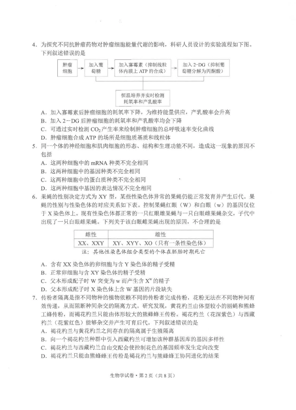 2026年云南昆明市高三3月复习教学质量诊断生物.pdf_第2页