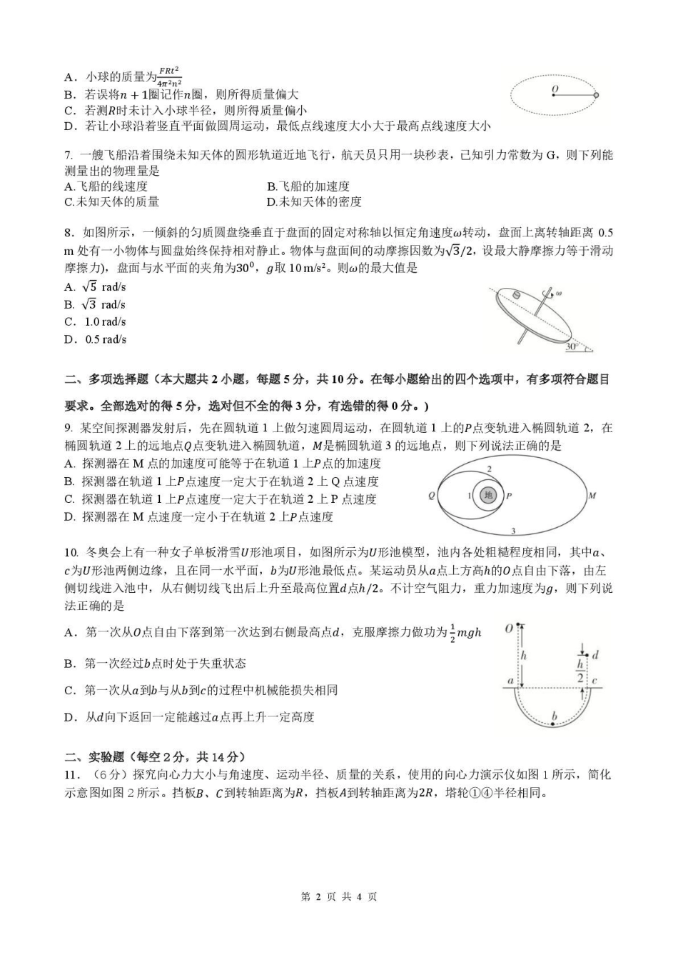 安徽合肥市普通高中六校联盟2024-2025学年高一下学期4月期中考试物理含答案_副本.pdf_第2页