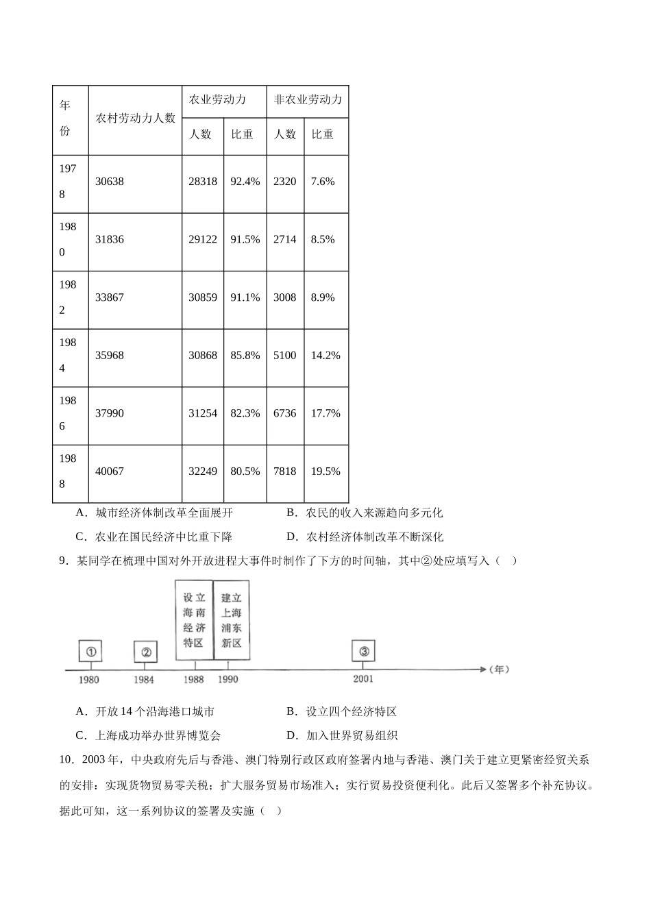安徽智学大联考皖中名校联盟（合肥市第八中学）2024-2025学年高一下学期期中考试历史含答案_副本.docx_第3页