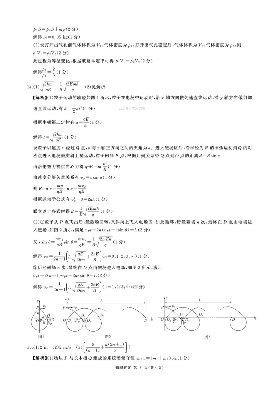 百师联盟2026届高三下学期考前适应性训练（一）物理答案.pdf_第3页