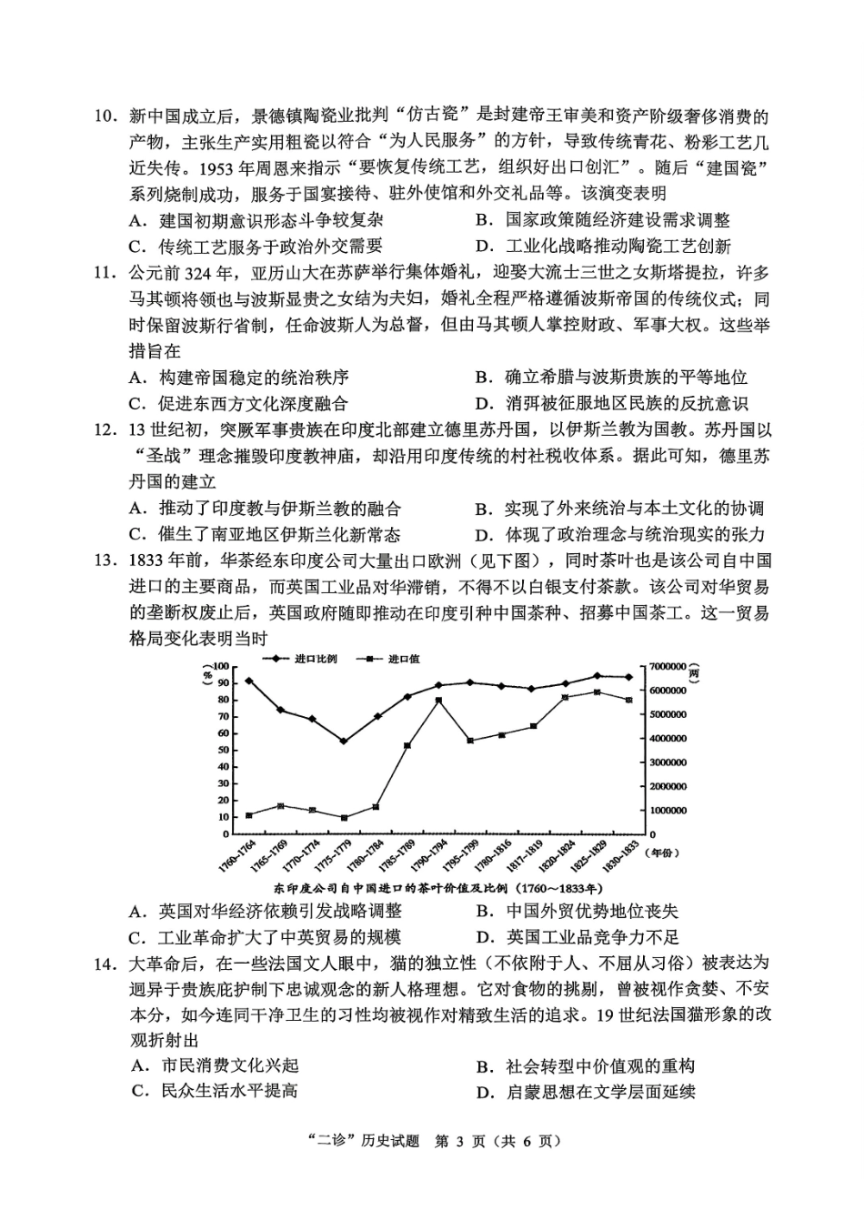 达州市普通高中2026届第二次诊断测试历史.pdf_第3页