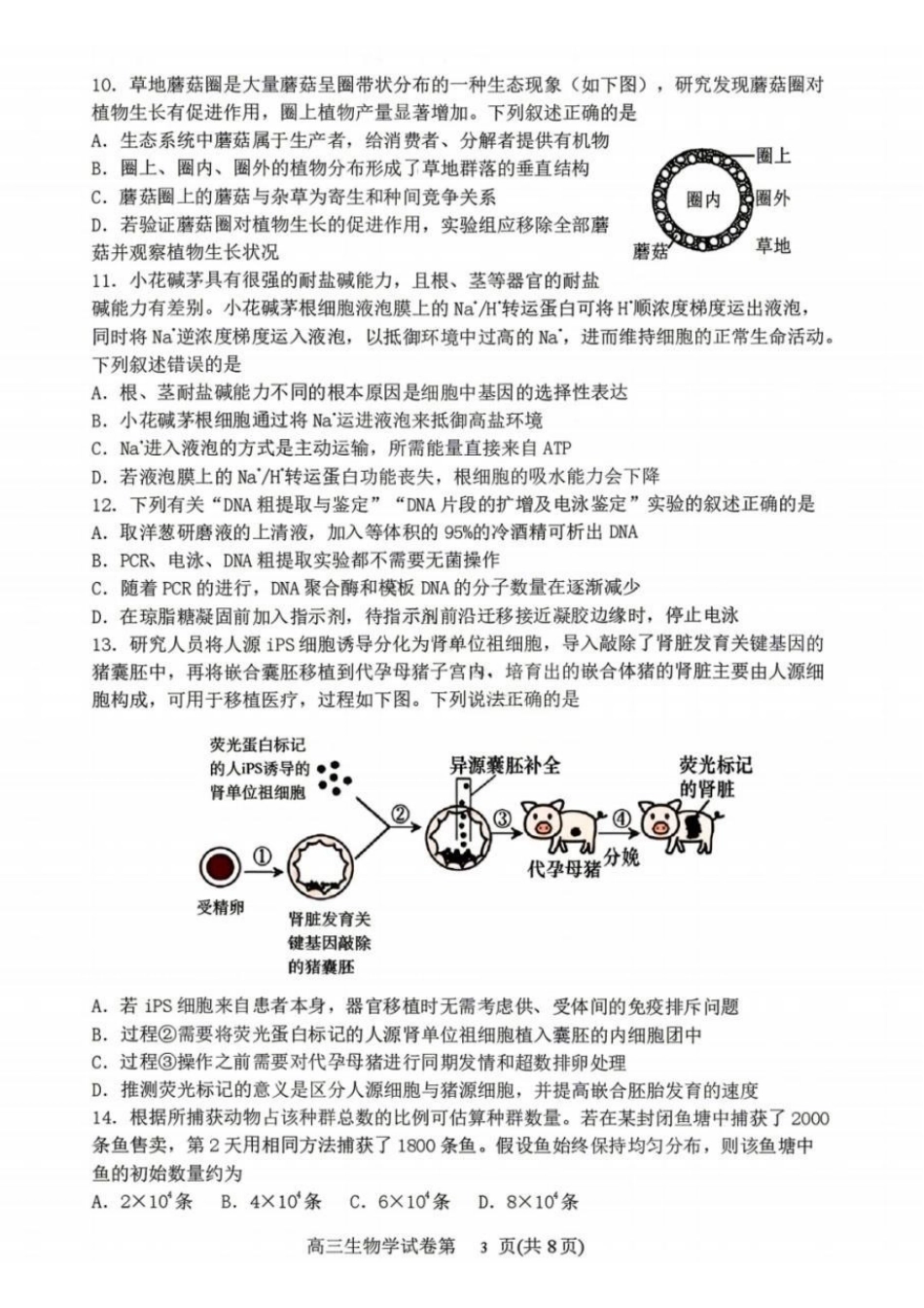 丹东市2026届高三年级教学质量监测生物+答案.pdf_第3页