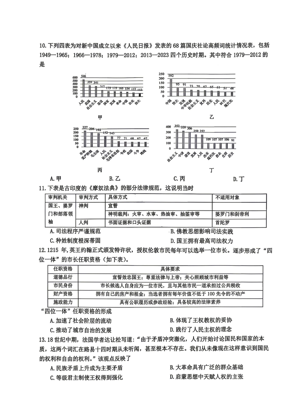 东北三三校2026届高三下学期第二次模拟考试历史（含答案）_副本.pdf_第3页
