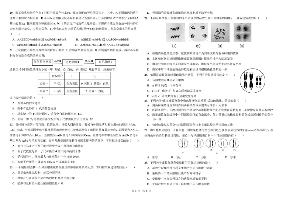 哈尔滨市哈师大附中2025—2026学年度高一下学期4月月考生物_副本.pdf_第3页