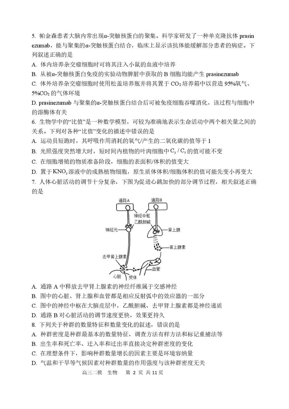 哈三中2026年高三学年第二次模拟考试生物_副本.pdf_第2页