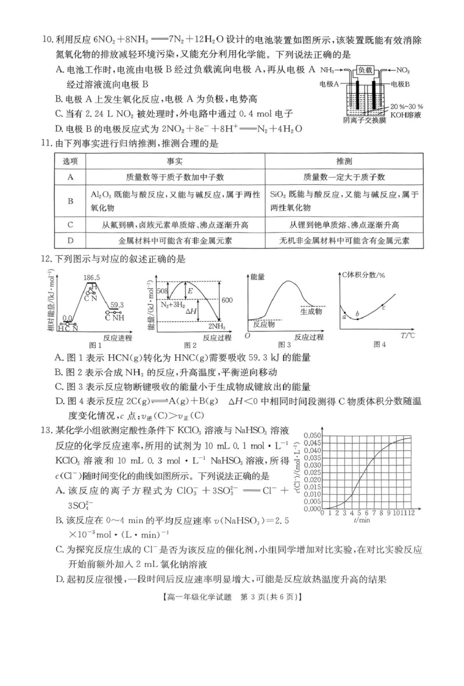 河南南阳市十校联盟体2024-2025学年高一下学期期中模拟联考试题化学含解析_副本.pdf_第3页