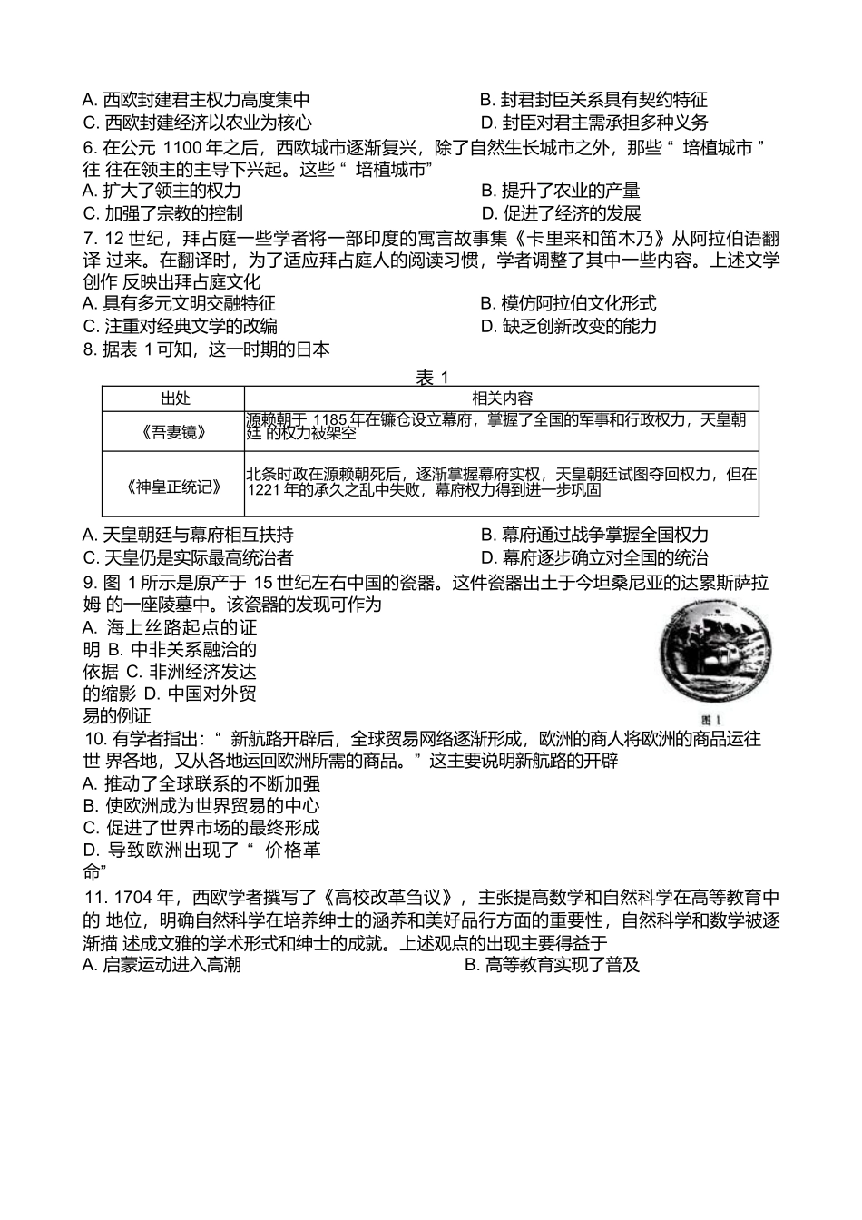 河南南阳市十校联盟体2024-2025学年高一下学期期中模拟联考试题历史含解析_副本.docx_第2页