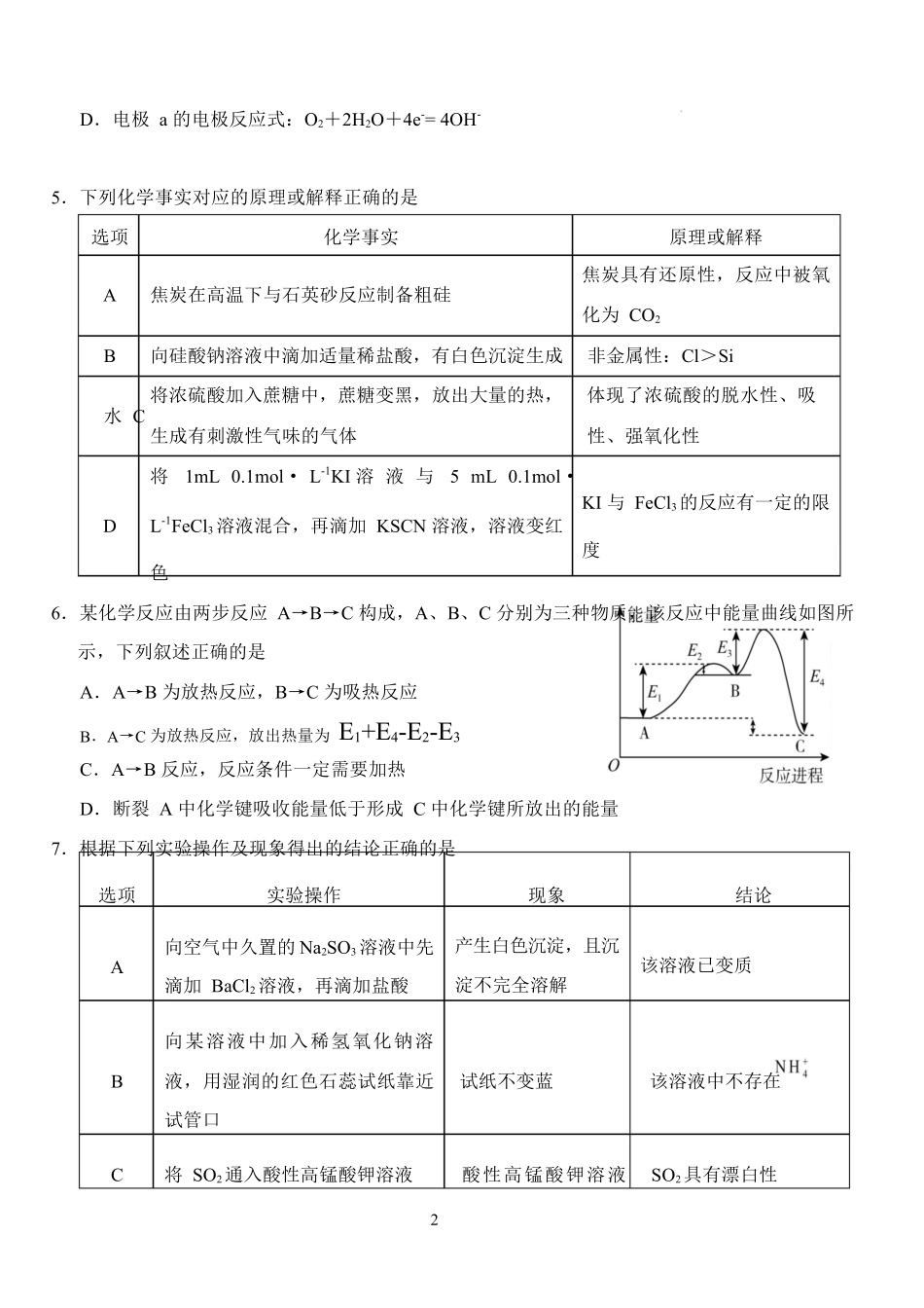 化学2024级高一下5月月考.docx_第2页