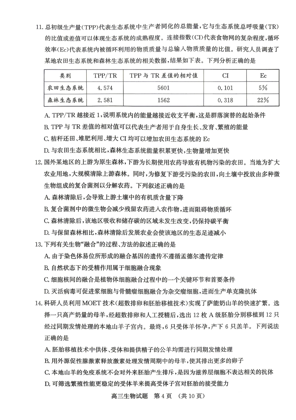 济南市2026届高三第二次模拟考试生物.pdf_第3页