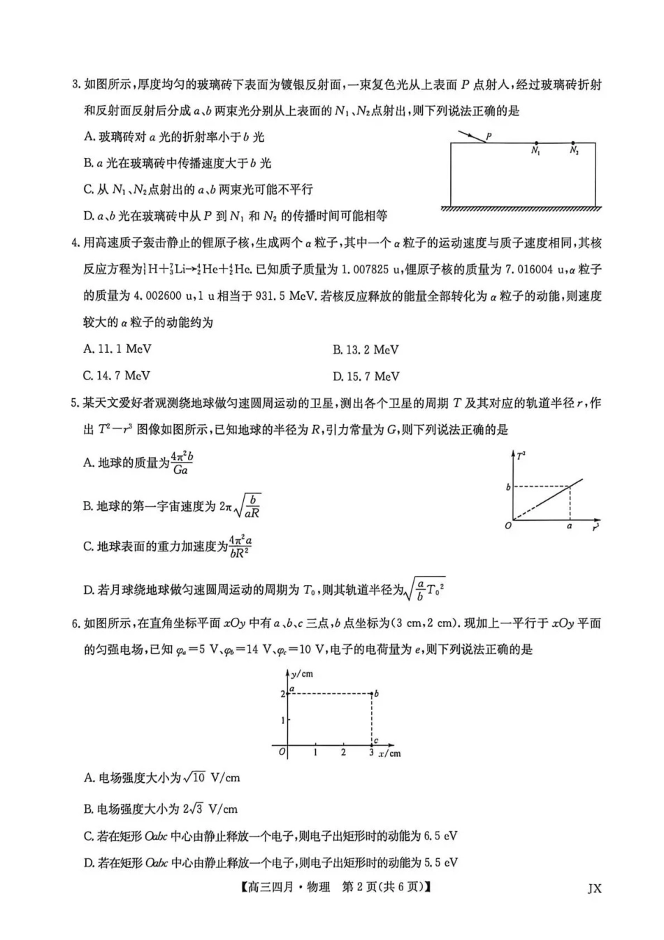 江西重点中学盟校2026届高三年级4月测试物理.pdf_第2页