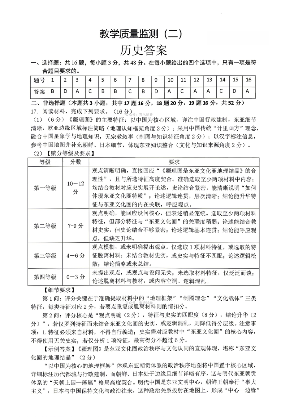 历史湖南岳阳市2026届高三年级4月教学质量监测(二)(岳阳高三二模)(4月16-17日)(2).pdf_第1页