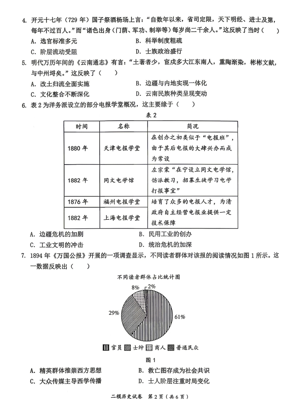 历史江西萍乡市2026年萍乡市高三年级第二次模拟考试(萍乡二模)(4.20-4.21)(3).pdf_第2页