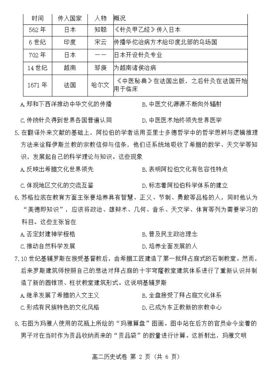 历史-山西大同市2023-2024学年高二下学期4月期中考_副本.pdf_第2页
