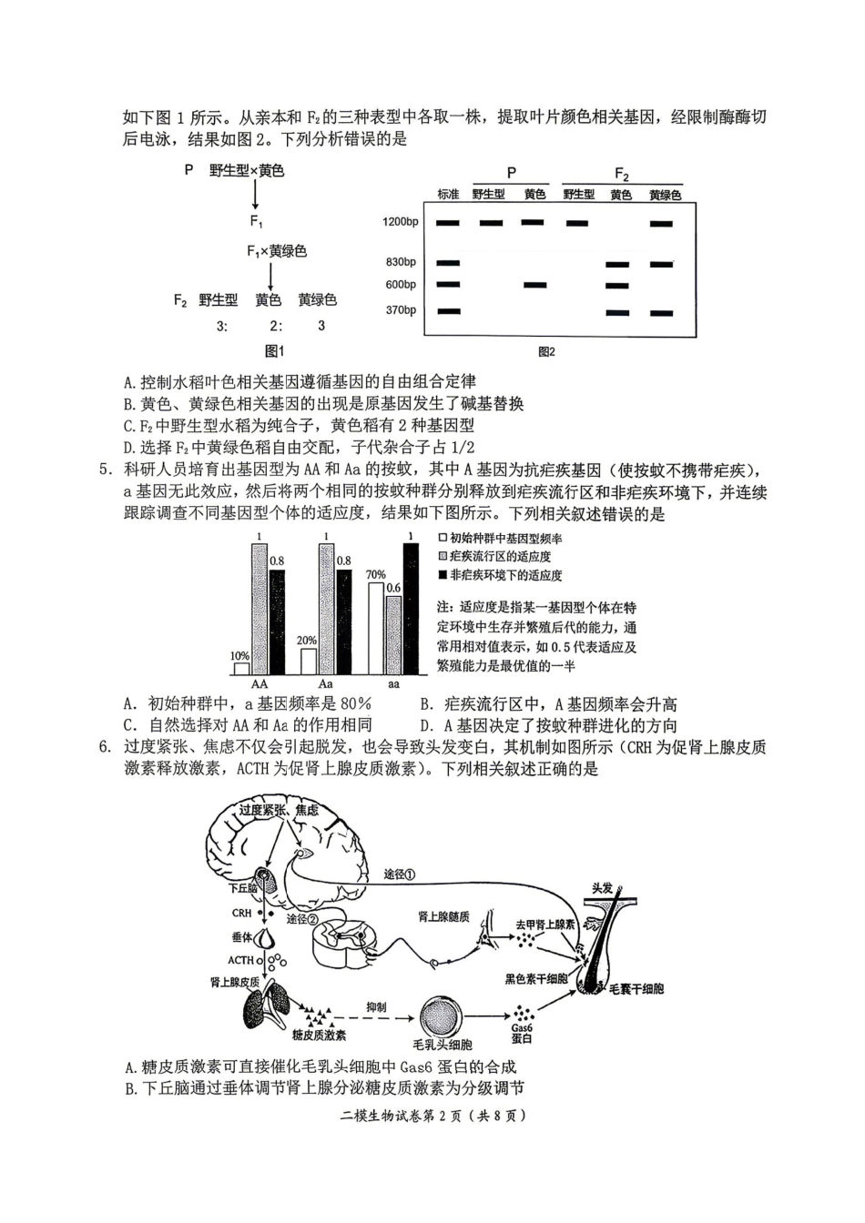 生物+答案江西萍乡市2026年萍乡市高三年级第二次模拟考试(萍乡二模)(4.20-4.21)(1).pdf_第2页