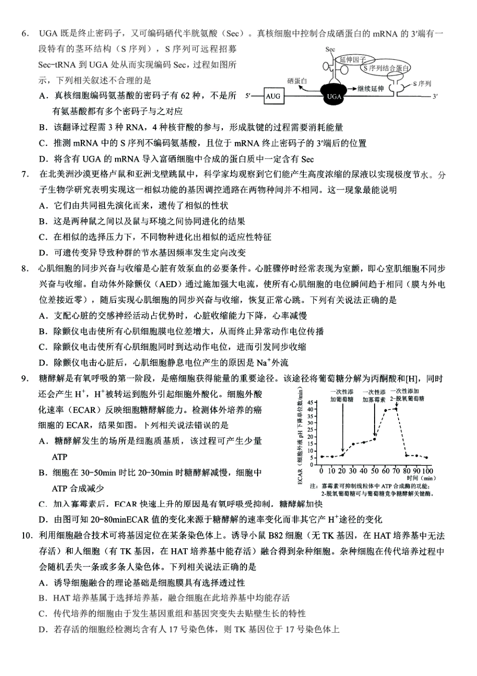 生物+答案重庆市2026年普通高等学校招生全国统一考试康德调研（五）（4月中旬）.pdf_第2页