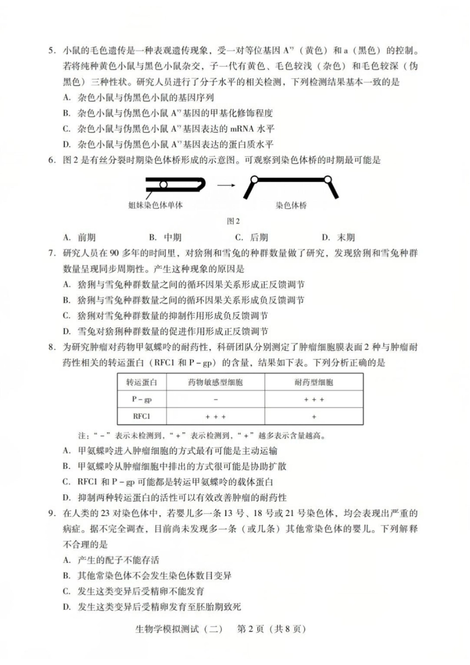 生物广东2026年普通高等学校招生全国统一考试高三年级模拟测试(二)(广东二模)（4.21-4.23）.docx_第2页