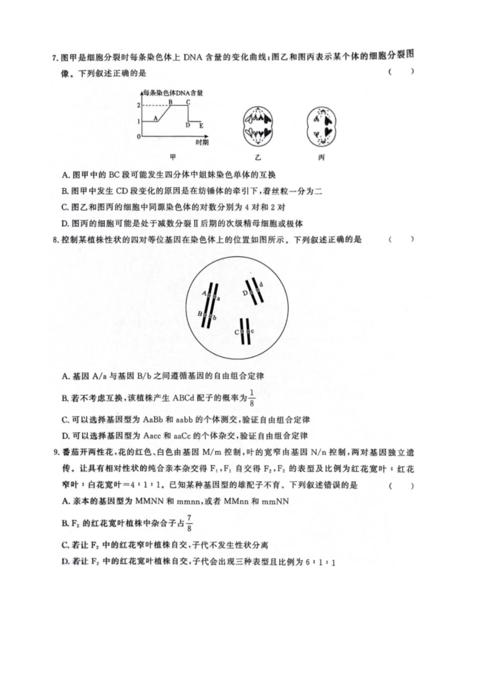 生物-河南青桐鸣2023-2024学年高一下学期4月期中联考_副本.pdf_第3页