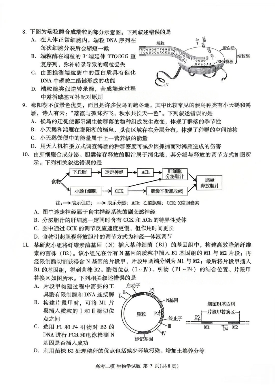 生物江西九江市2026年第二次高三年级高考模拟统一考试江西(九江二模)(4.14-416).docx_第3页