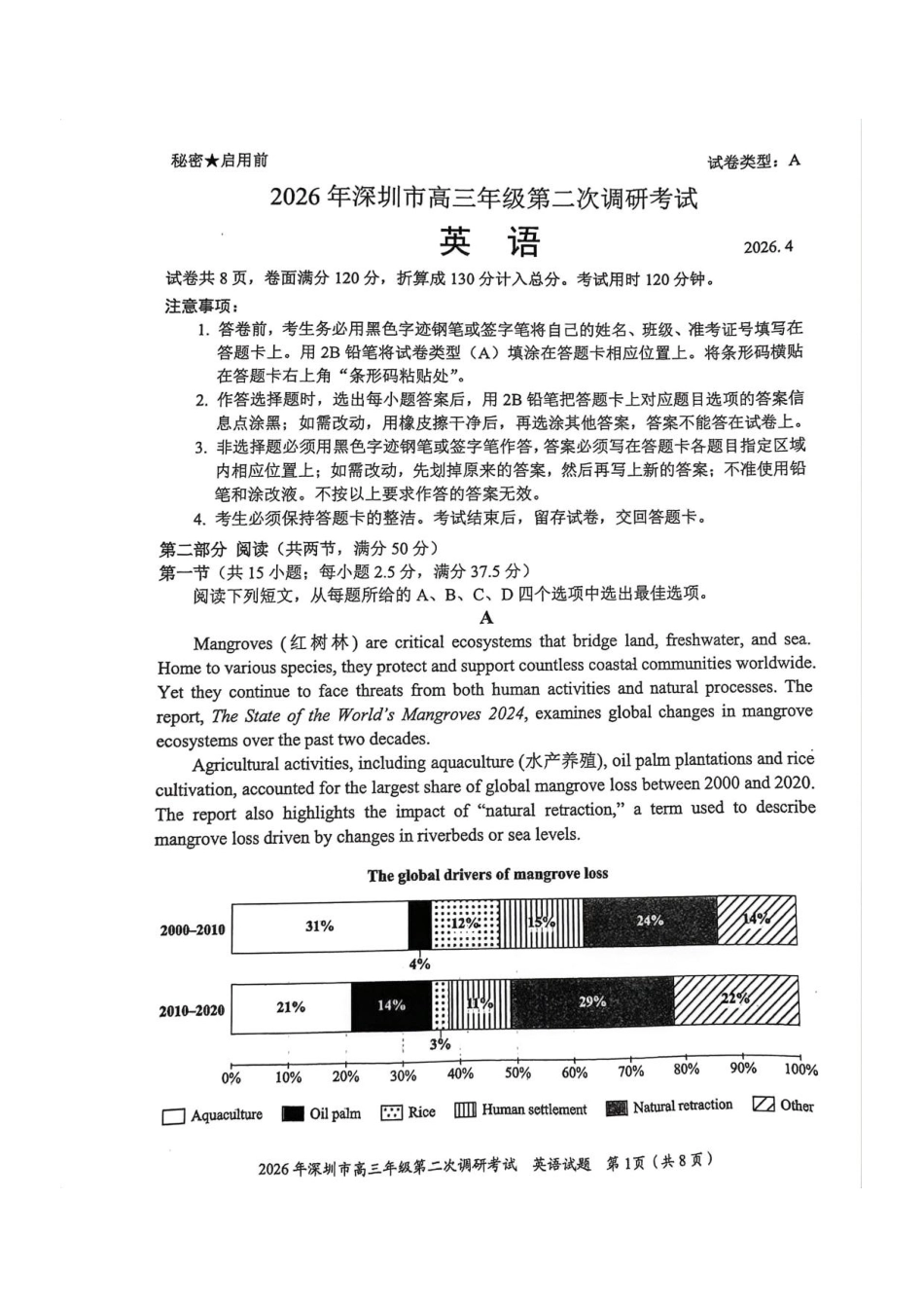 英语广东深圳市2026年深圳市高三年级第二次调研考试(深圳高三二模)(4.22-4.24).pdf_第1页