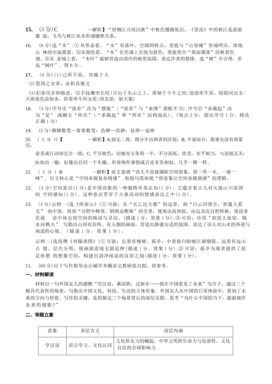 语文重庆市重庆第一一中学校高2026届高三下学期4月二诊考试（4.17-4.18）(1).docx_第2页