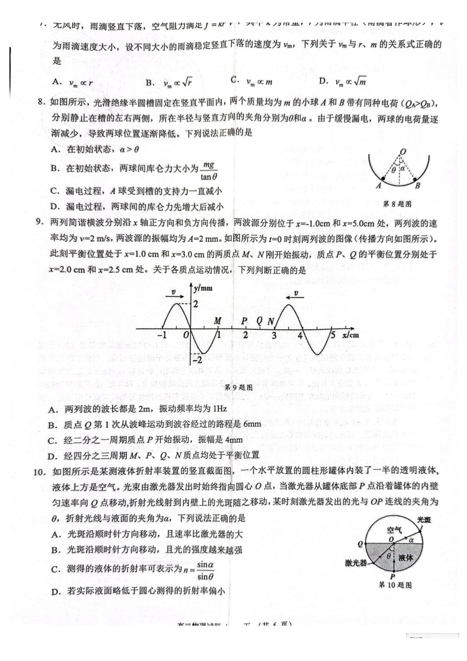 浙江9+1联盟2024-2025学年高二下学期4月期中物理试题(含答案)_副本.pdf_第2页