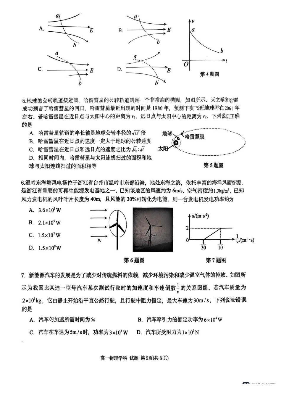 浙江G5联盟2024-2025学年高一下学期期中考试物理试题.pdf_第2页