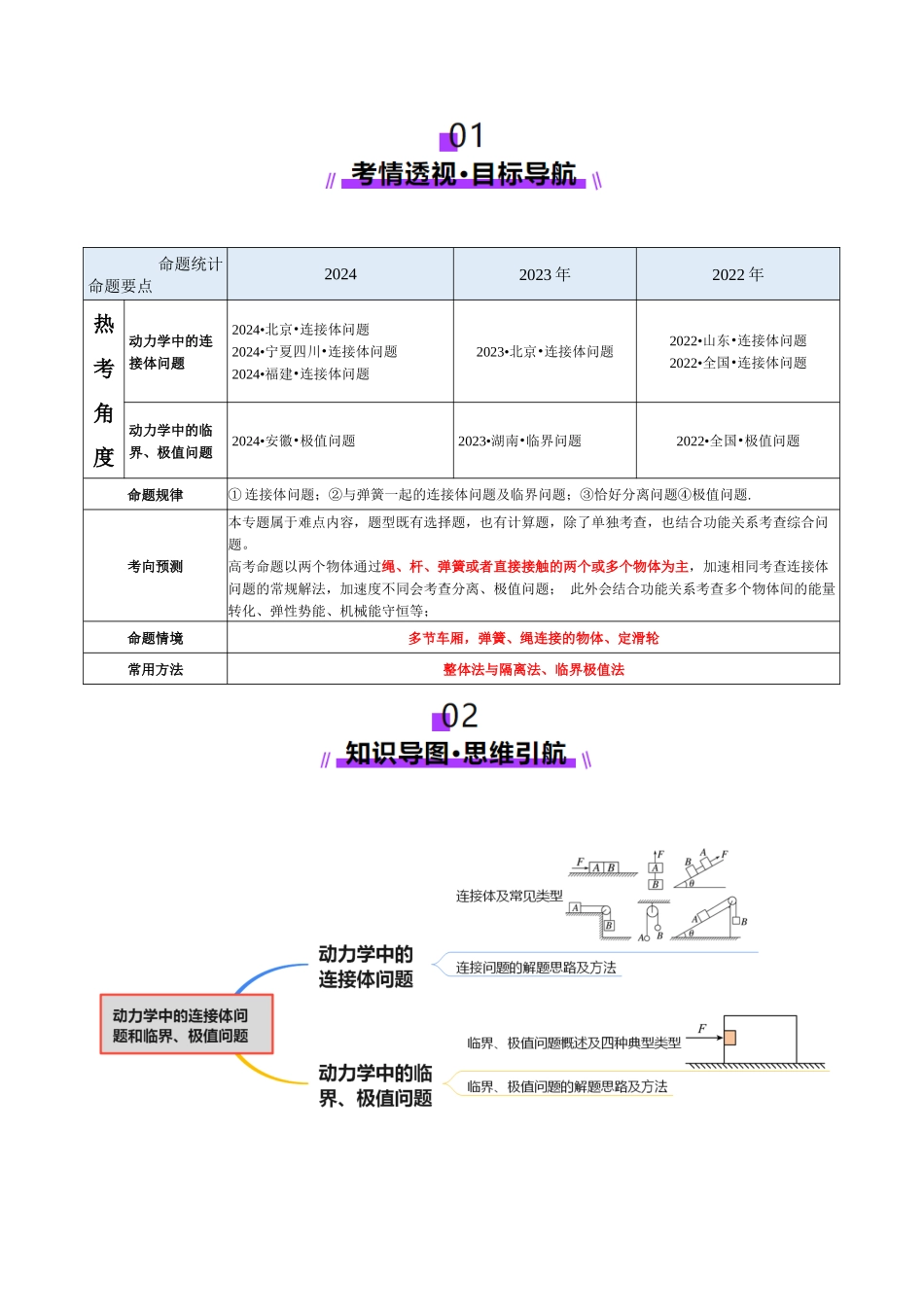 微专题一 动力学中的连接体问题和临界、极值问题（讲义）（学生版）.docx_第2页