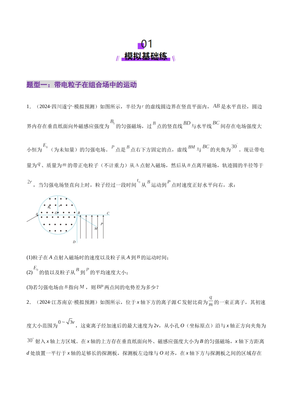 专题11 带电粒子在复合场中的运动（练习）（学生版）.docx_第2页