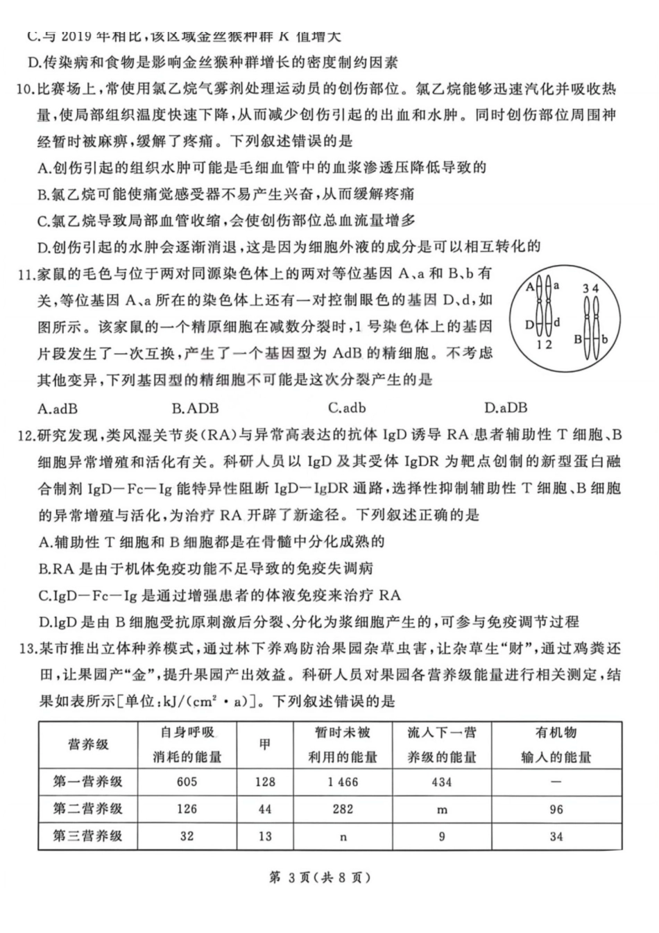2025—2026学年山西高考适应性模拟生物.pdf_第3页