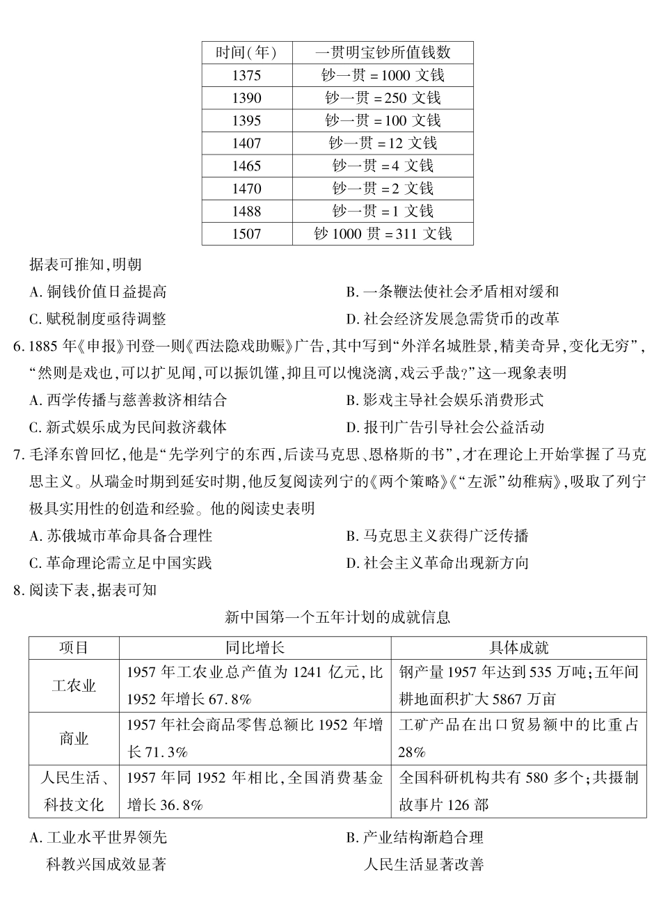 2026届高三4月模拟考试历史.pdf_第2页
