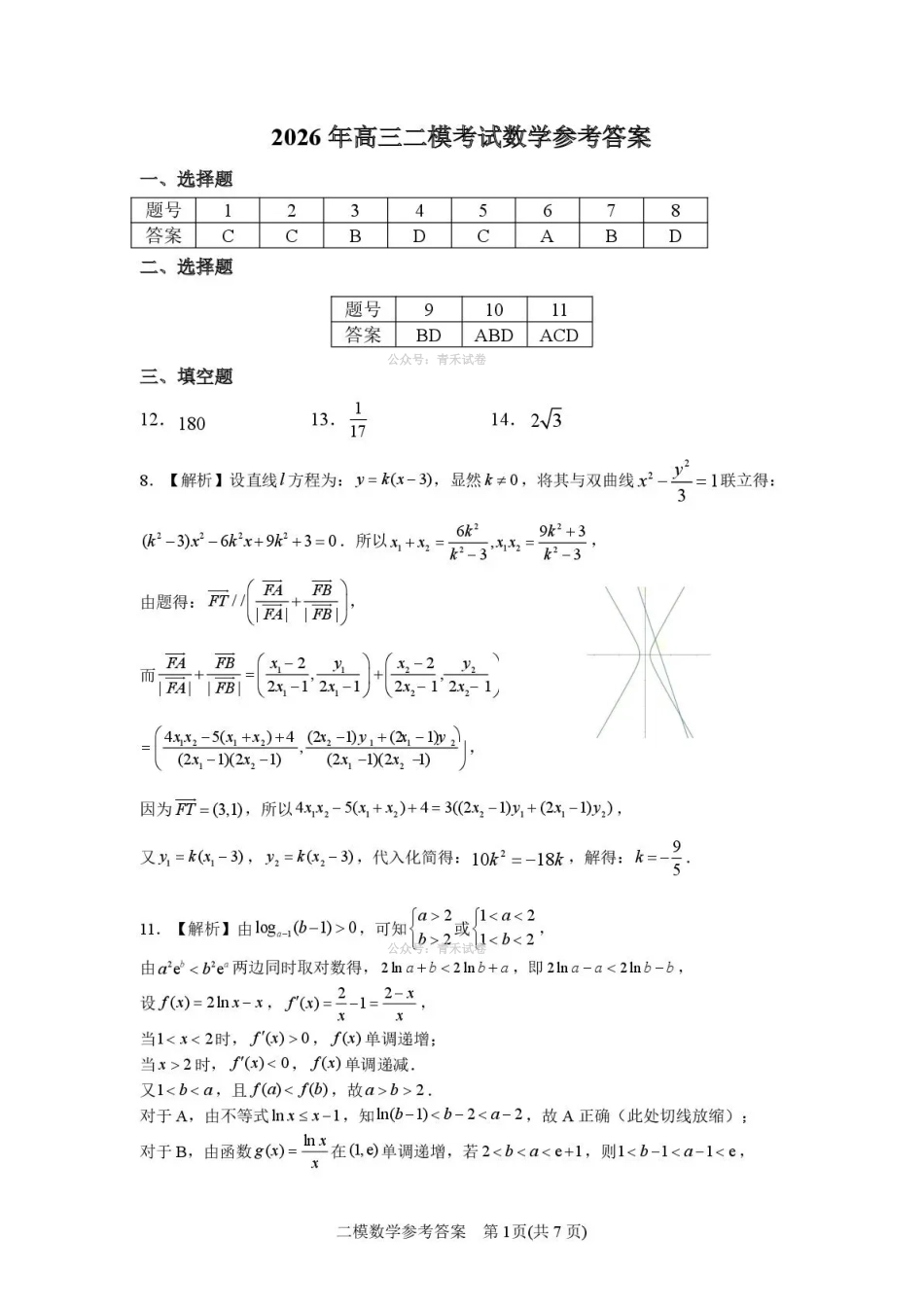 2026年高中毕业年级第二次质量检测数学(南阳)答案.pdf_第1页