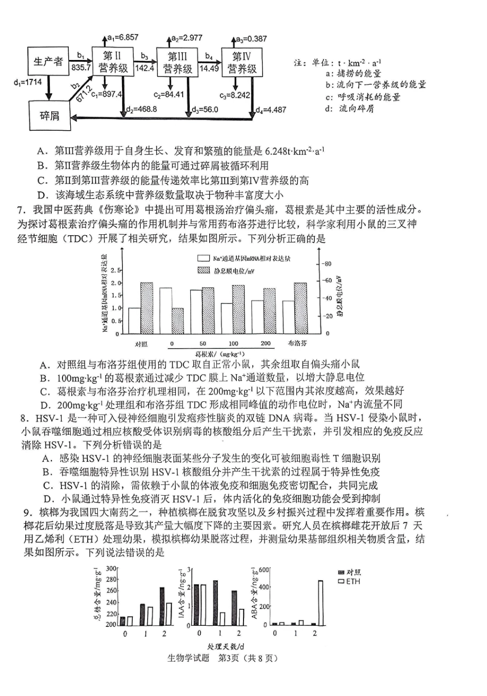 安徽合肥市2026届高三下学期第二次教学质量检测生物卷及答案.pdf_第3页