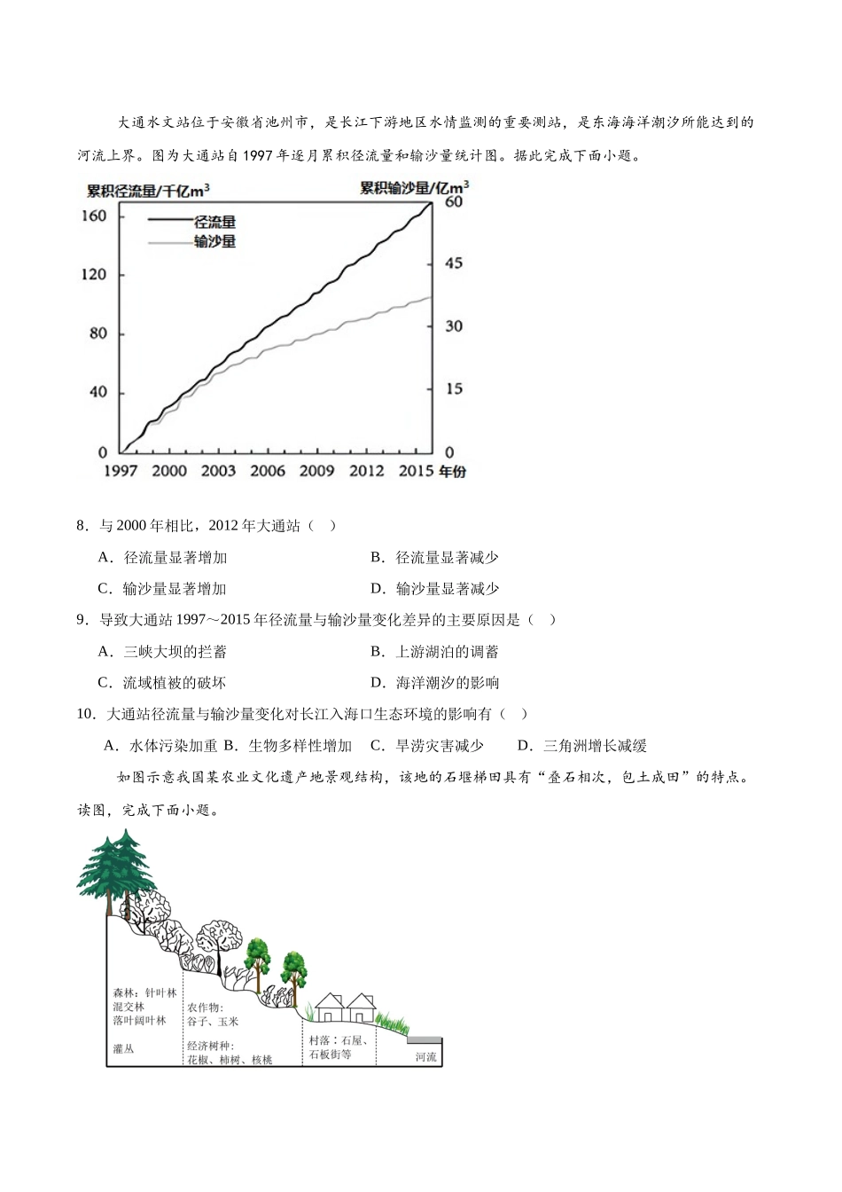 福建福州第一中学2024-2025学年高二下学期期中考试地理(含答案)_副本.docx_第3页