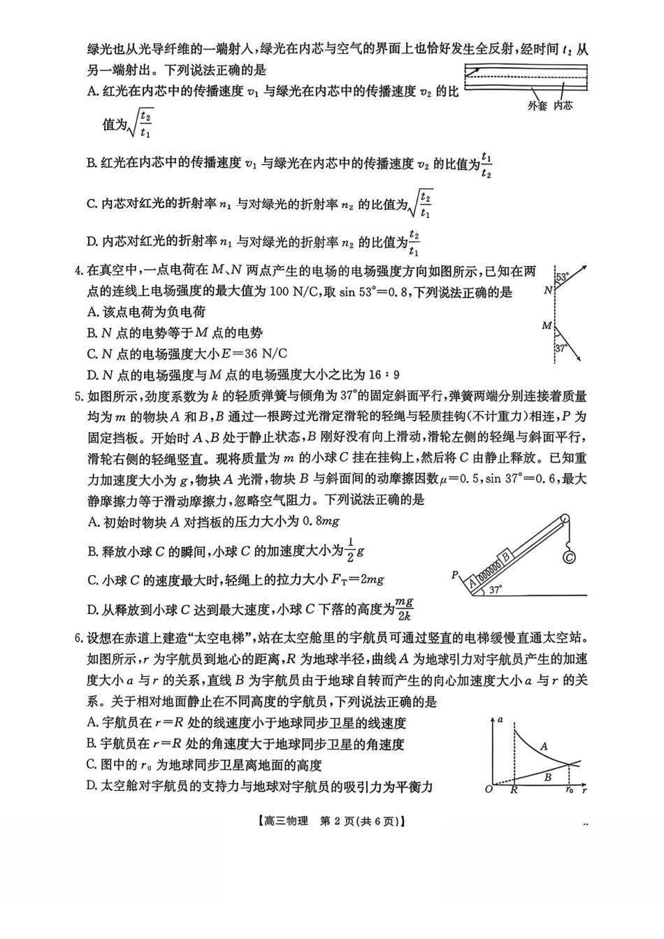 河南2026高三下学期4月联考物理+答案.pdf_第2页